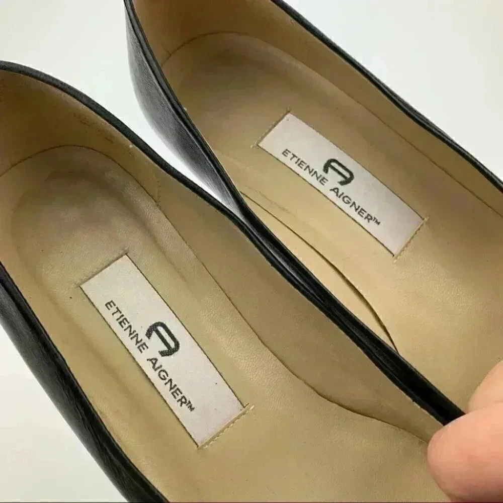 Etienne Aigner heels size 8.5 Astoria black leather vintage 80s 90s career